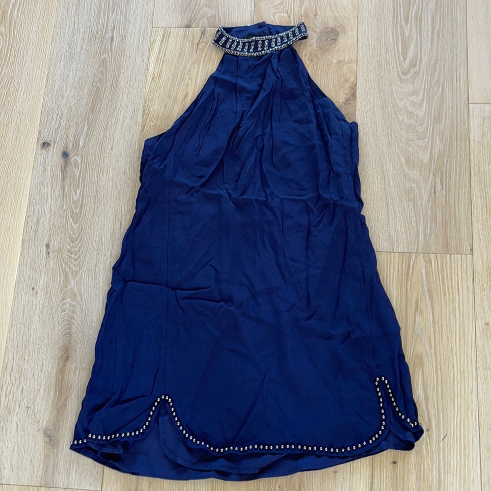 Royal blue, backless with bead embellishments